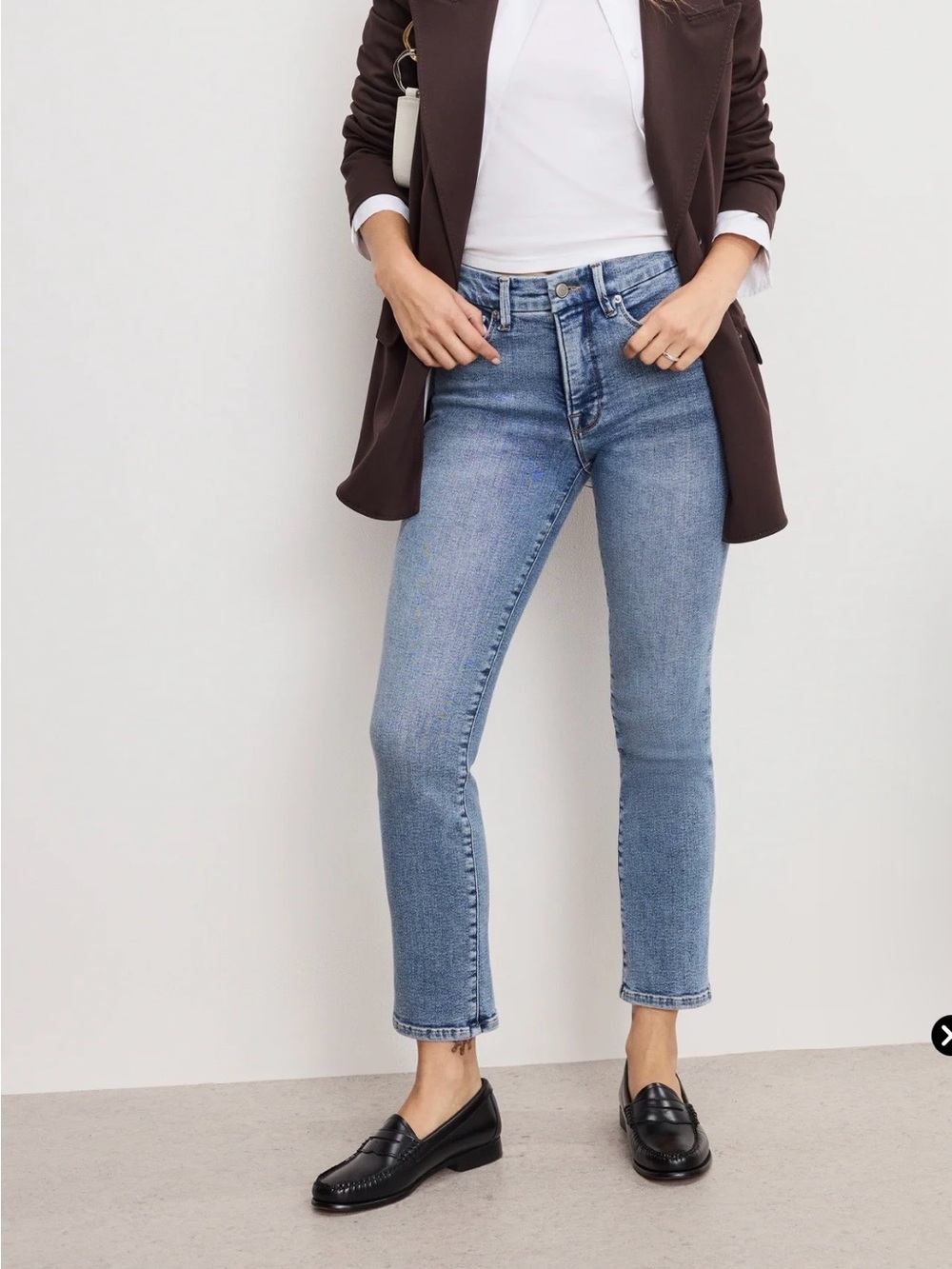Good American Good Legs Straight Ankle Jeans